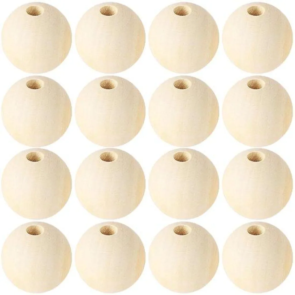 Perles en bois brut 20 mm avec trou central pour macramé diy