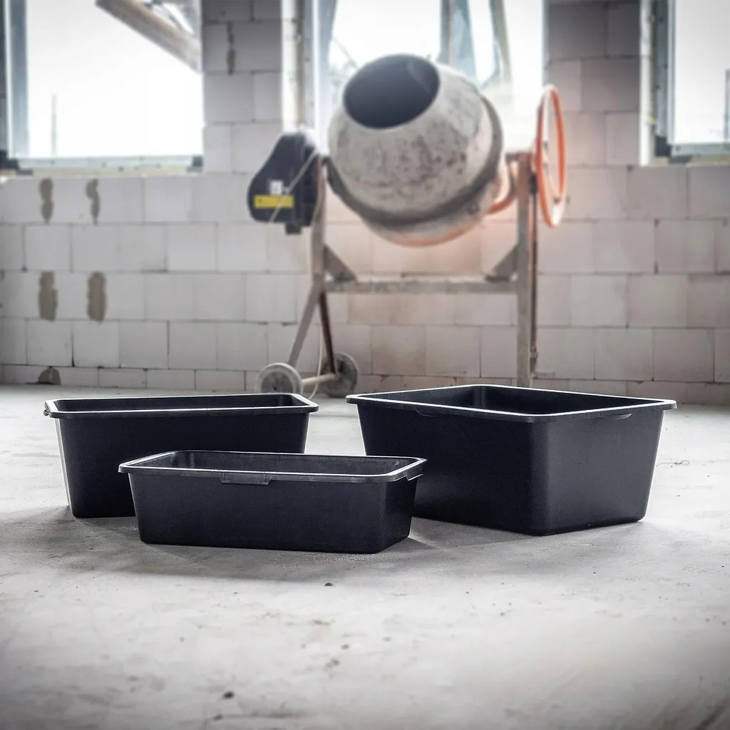 Bac à mortier rectangulaire 60 L - Auge de chantier robuste pour béton - 4