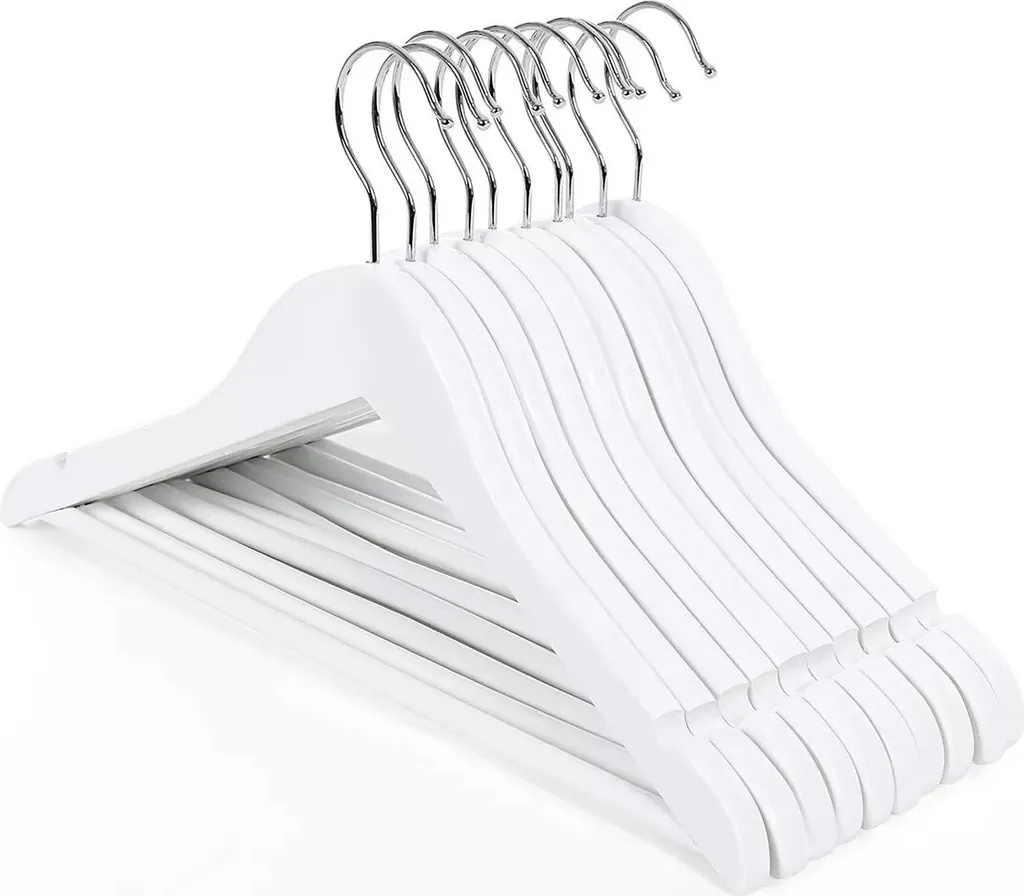 Set 10 Appendiabiti Mariane Bianco - Appendipantaloni Salvaspazio 35cm