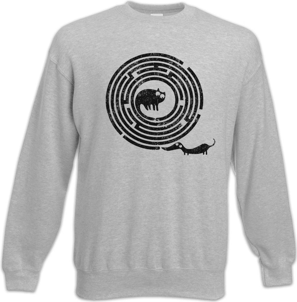 Urban Backwoods Cat Dog Maze, Sweatshirt, Farbe: Hellgrau, Größe: 2XL