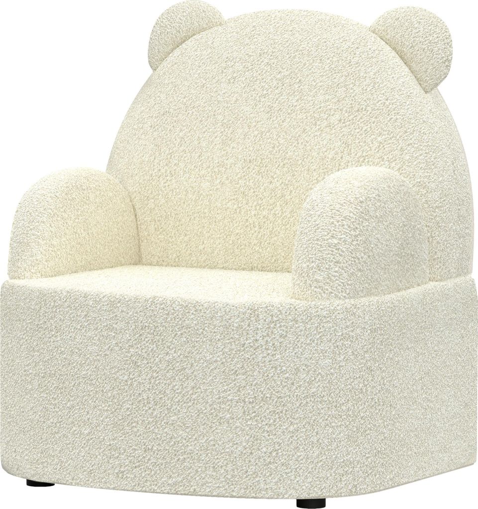 Kindersessel, Bärenform, weicher Teddyfleece, bis 3 Jahre, 52x48x59 cm, Beige