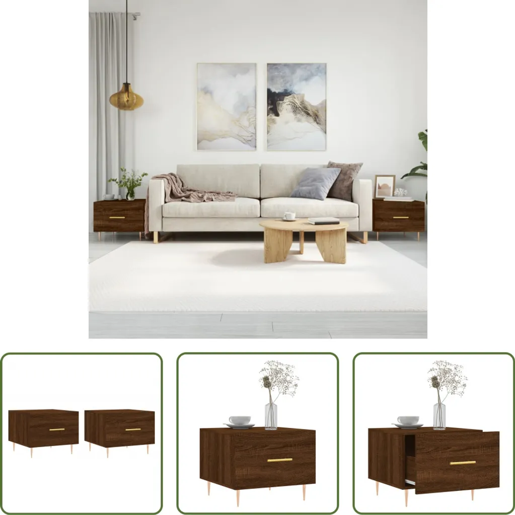 Tavolini Salotto Moderni 2 pz Rovere Marrone 50x50x40 cm