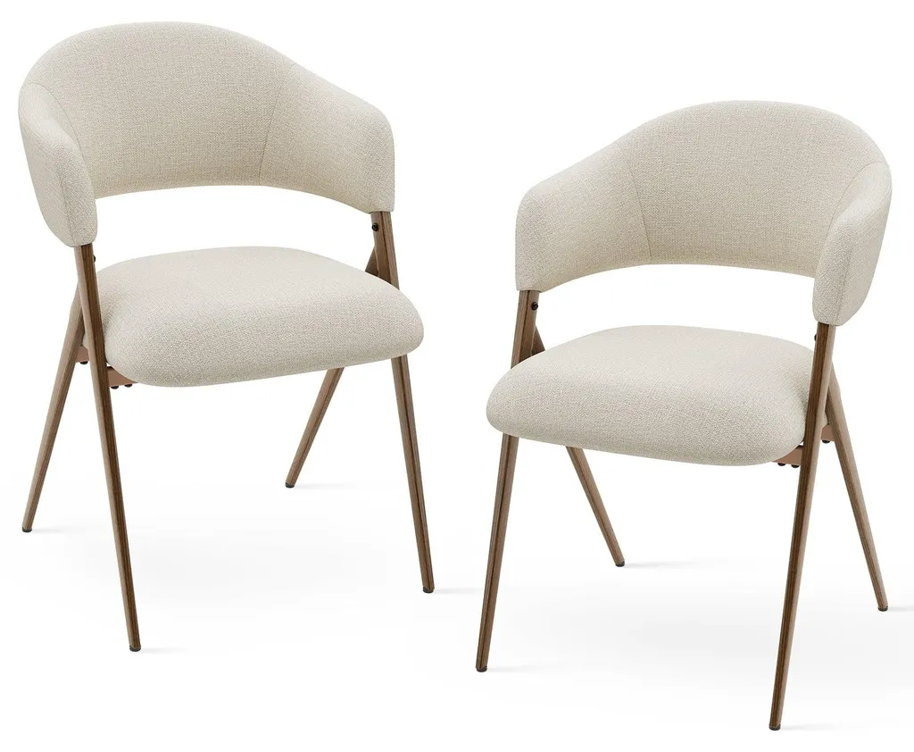 Chaises de Salle à Manger Anti-Mal de Dos COLAMY - Lot de 2 Beige Vintage