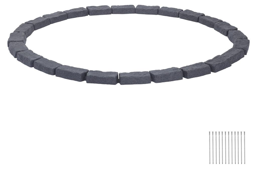 SucceBuy Beeteinfassung in Steinoptik, 4,7 m, Rasenkante ohne Graben, ideal für Rasen, Blumenbeete und Garten, 4er-Set (je 6 Steine à 118x9,5x5,7...