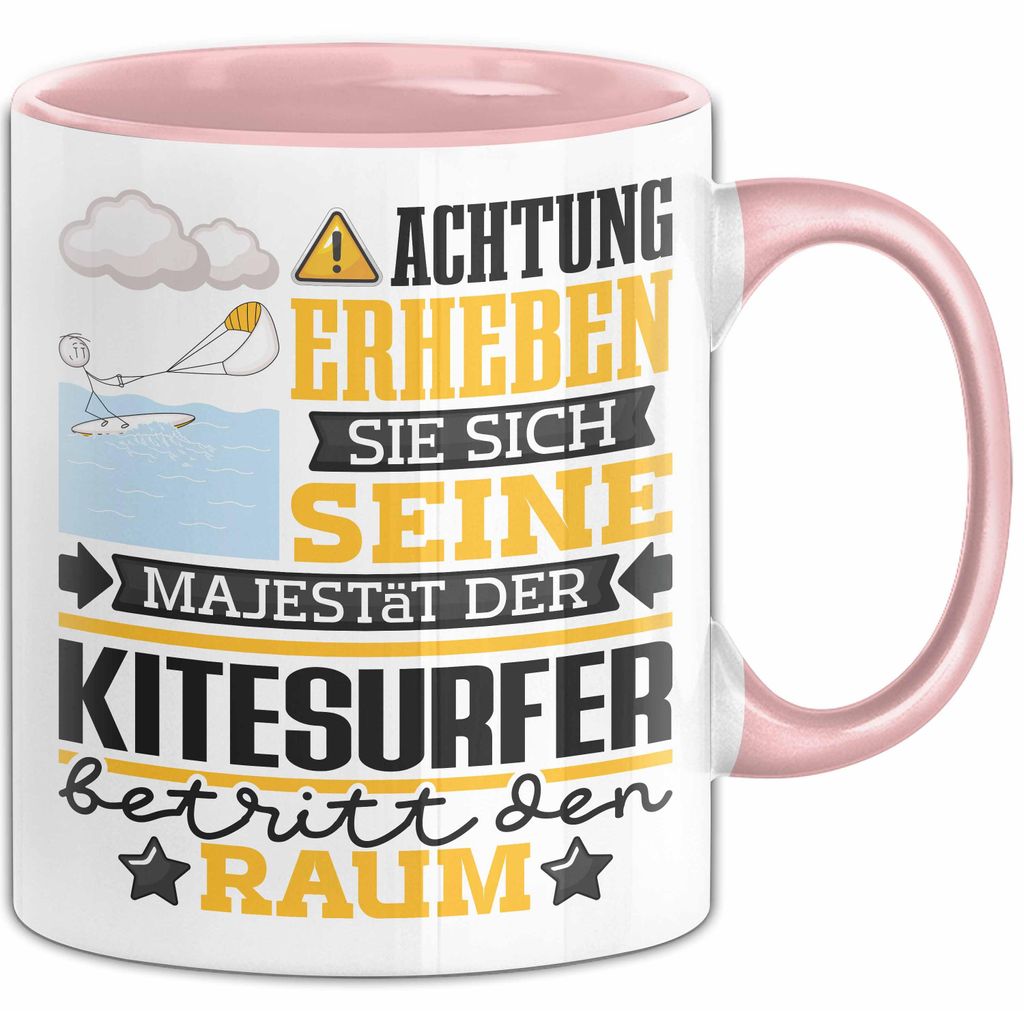 Kitesurfer Geschenk Tasse Lustiger Spruch Erheben Sie Sich Der Kitesurfer Betritt den Raum (Rosa)