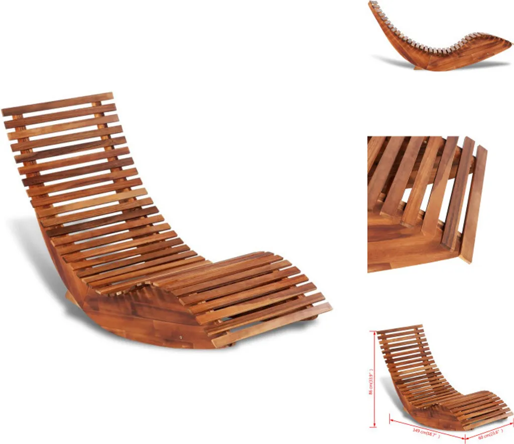 vidaXL Chaise à bascule de jardin en bois d'acacia massif - 150 cm