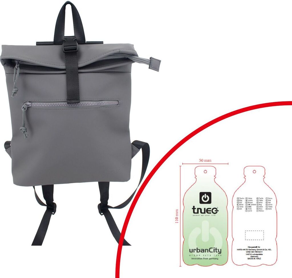TheTrueC Rucksack Urban Line - Nele  grau Produktbild 