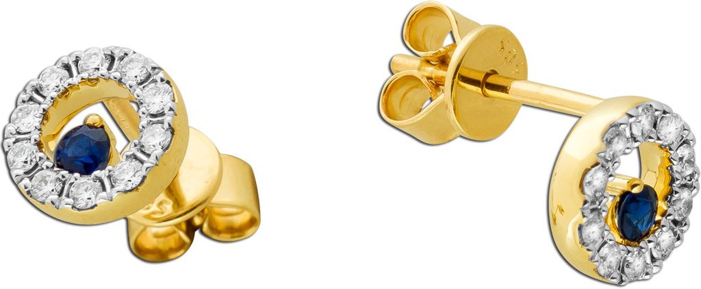 Happy Lady Saphir Ohrstecker Gold 585 14K Natur Diamanten