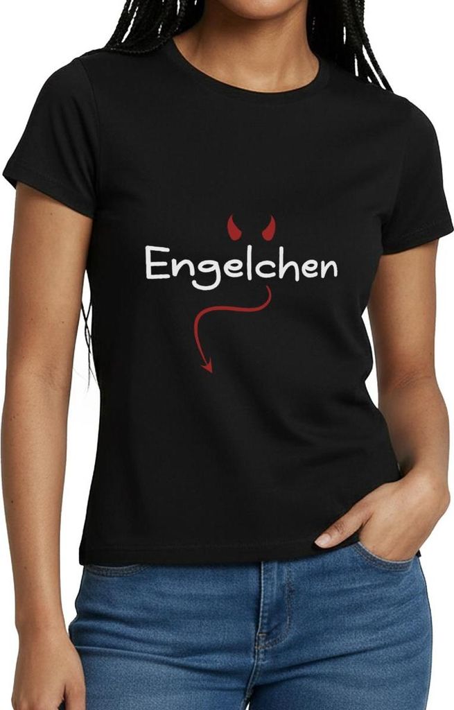 Spreadshirt Engelchen Mit Teufelsflair Fasching Karneval Frauen T-Shirt, M, Schwarz