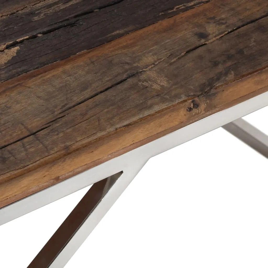 Coffee Table Design Acciaio Inox e Legno Massiccio Minimalista - 3