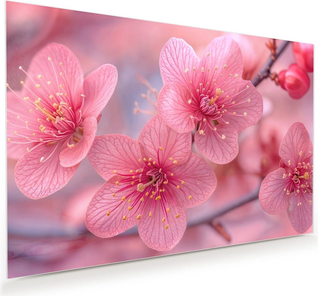 Glasbild 120x80cm in XXL für Wohnzimmer, Schlafzimmer Motiv Blütenzauber