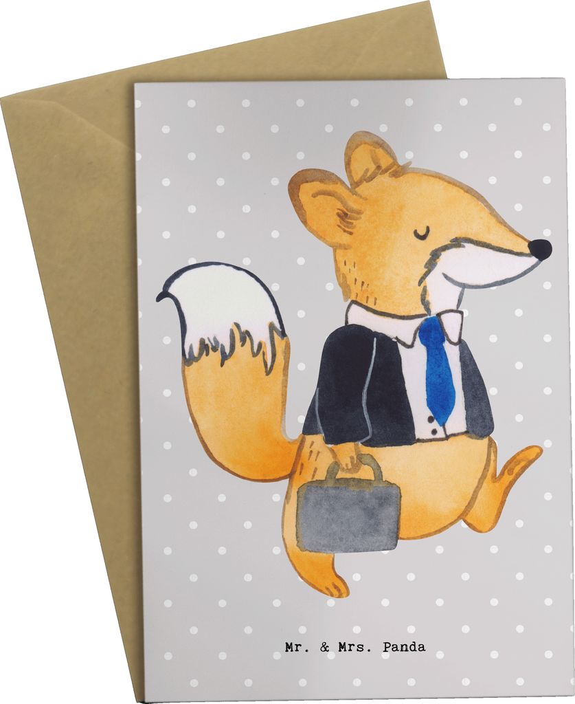 Mr. & Mrs. Panda Grußkarte Anwalt Herz - Grau Pastell - Geschenk, Office, weihnachtskarten, dankeskarten, osterkarte, Aktentasche, einladungskarte...