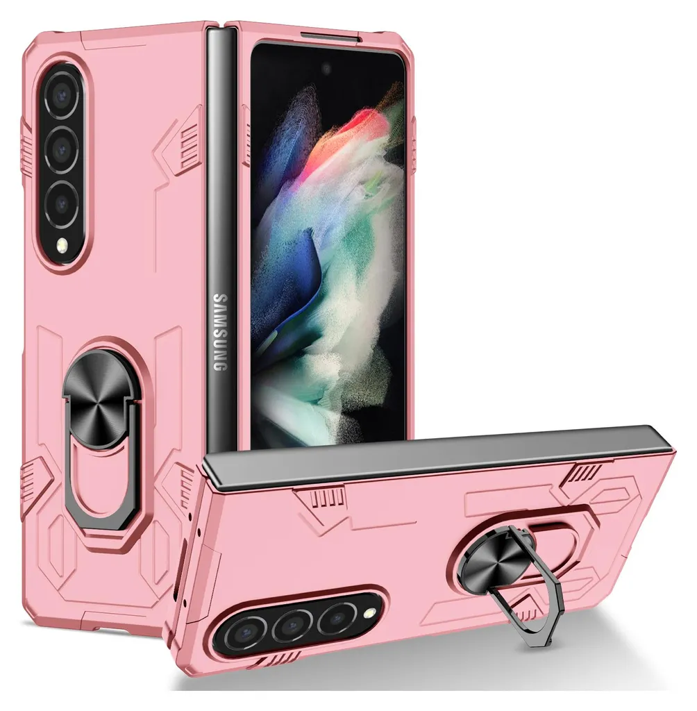 Custodia Galaxy Z Fold4, PC rigido robusto, custodia antiurto con supporto ad anello e supporto per Samsung Galaxy Z Fold 4 5G Rosa