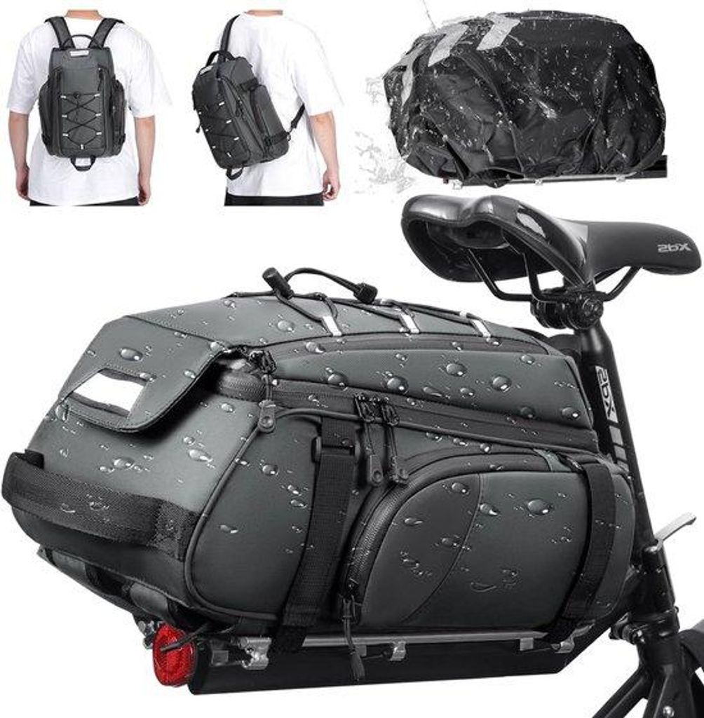 Wasserfeste Fahrradtasche - Enthält Fahrradträger - Für Schule - Arbeit - Einkauf - Gepäckträger - Fahrradzubehör