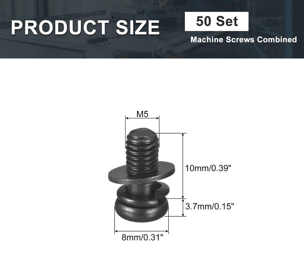 M5 x 10mm 50 Stš¹ck Linsenkopfschrauben Kreuzschlitz Rundkopfschrauben, Maschinenschrauben Bolzen kombiniert mit Federring und Unterlegscheiben f...