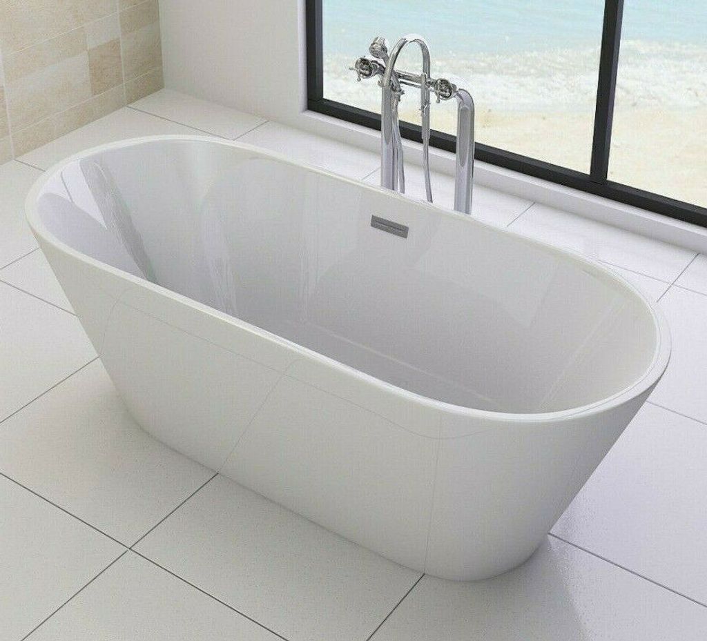 Luxus freistehende Badewanne 170 Designer Acrylwanne Wanne inkl. Ablauf Überlauf b