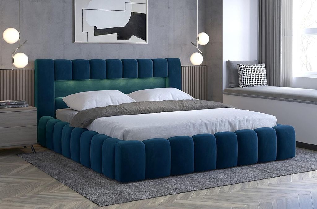 Luxus-Polsterbett inkl. LED Ambiente Designbett Lamica