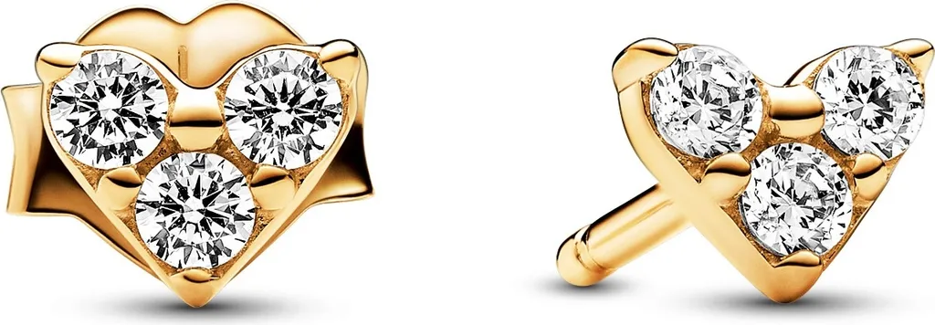 Boucles d'Oreilles Pandora Anti-Allergie en Argent Cœur Triple Pierre