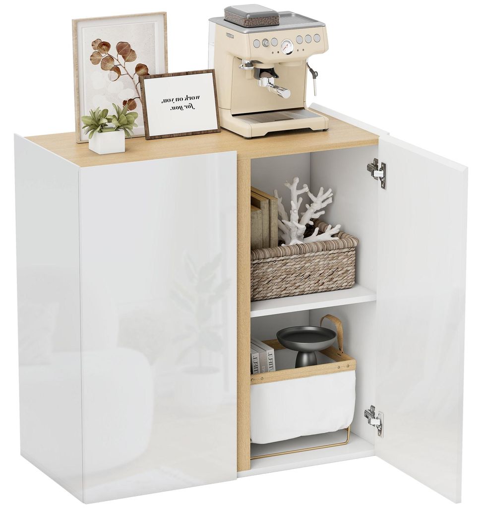 HOMCOM Sideboard Küchenschrank mit 2 Soft-Close-Türen Verstellbarer Einlegeboden