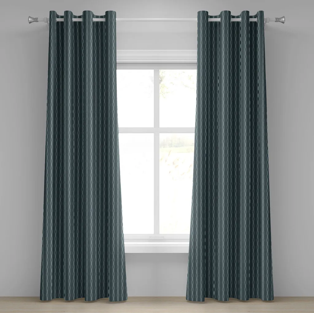 ABAKUHAUS Rideau à Œillets Motif Zébré Océan 280x245cm Bleu Ardoise