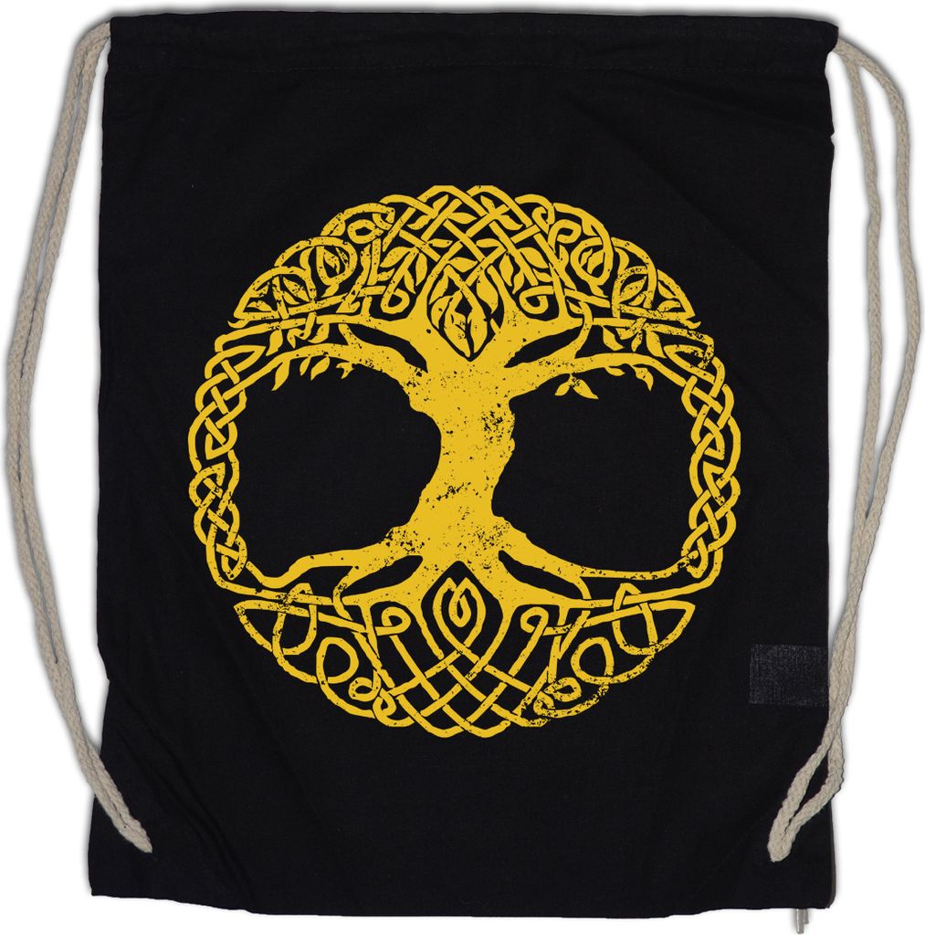 Urban Backwoods Yggdrasil Tree Logo IV Yellow, Turnbeutel, Farbe: Schwarz