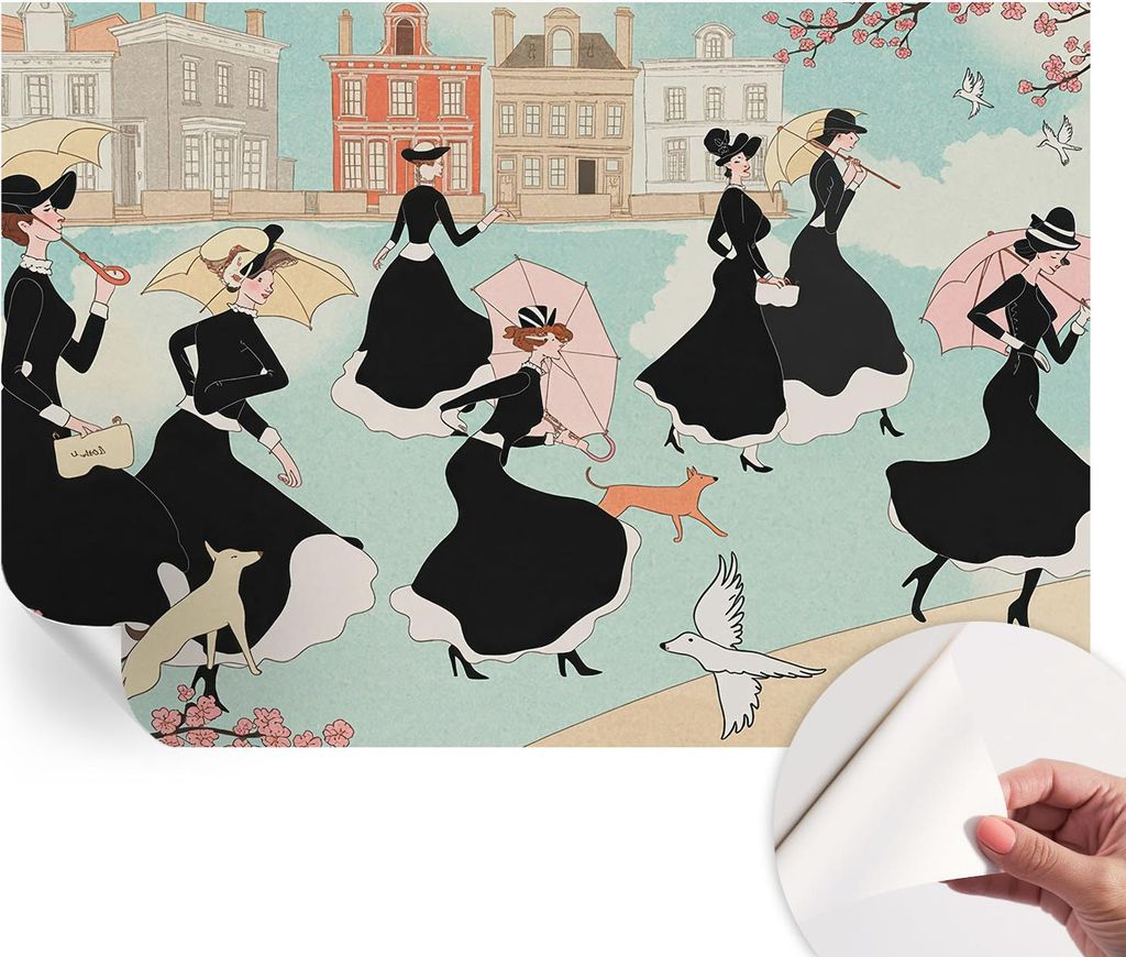 Selbstklebende Wandtapete - Dekorative Tapete für Wohnzimmer - Klebefolie für Wandbilder - Tapetenfolie für Wanddekoration - 152x104 cm - Frauen...