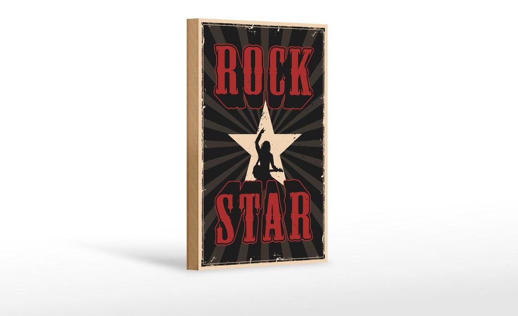 Holzschild Retro 12x18cm Rock Star Musik