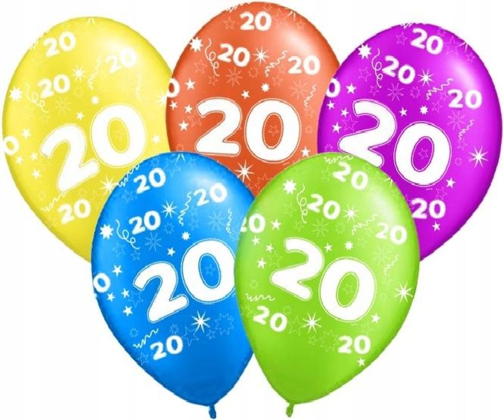 Luftballons mit Aufdruck zum 20. Geburtstag ""20"", 5 St. Produktbild 