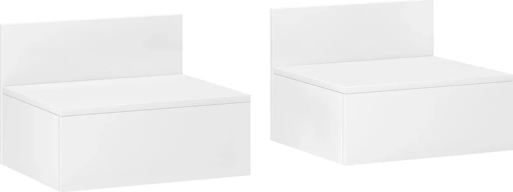 Chevet mural flottant lot de 2 tables de nuit bois blanc avec tiroir