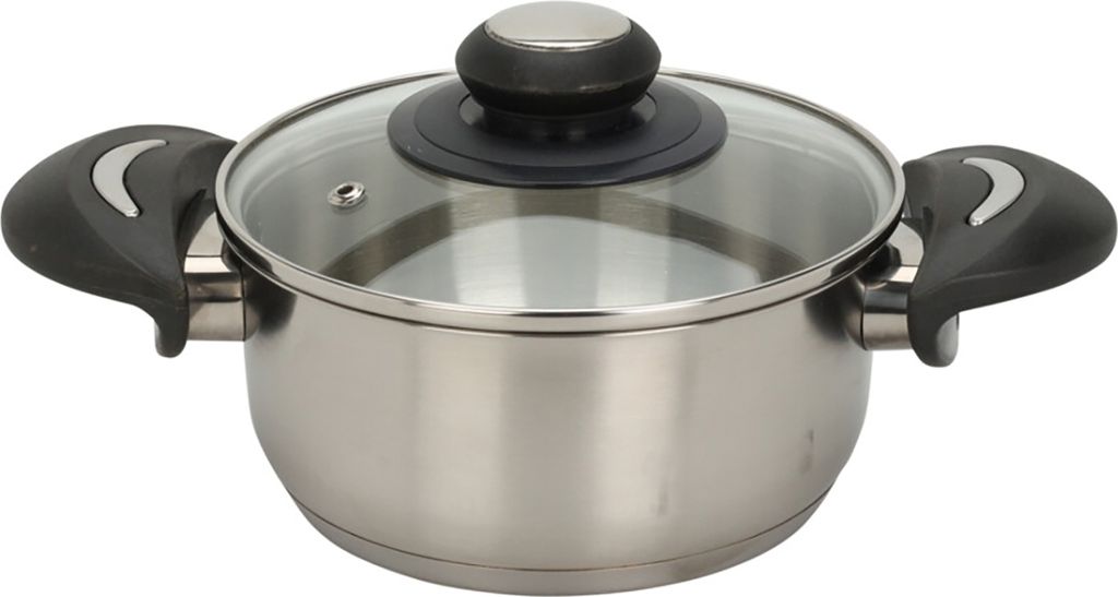 Kochtopf - Edelstahl - Ø 16 cm - mit Glasdeckel - 1400 ml
