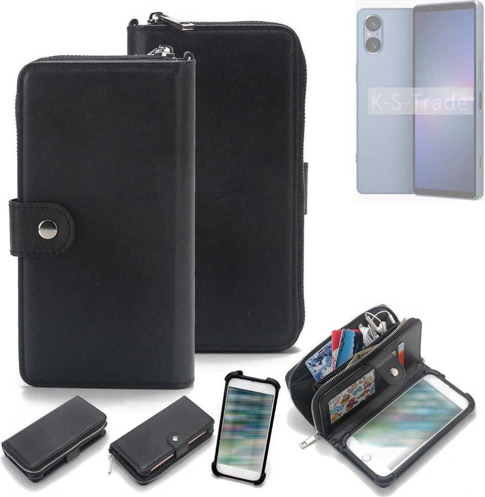 K-S-Trade 2in1 Handyhülle Schutzhülle kompatibel mit Sony Xperia 5 V & Portemonnee Cover Handy Hülle Case Etui Geldbörse Wallet Bookstyle Hülle