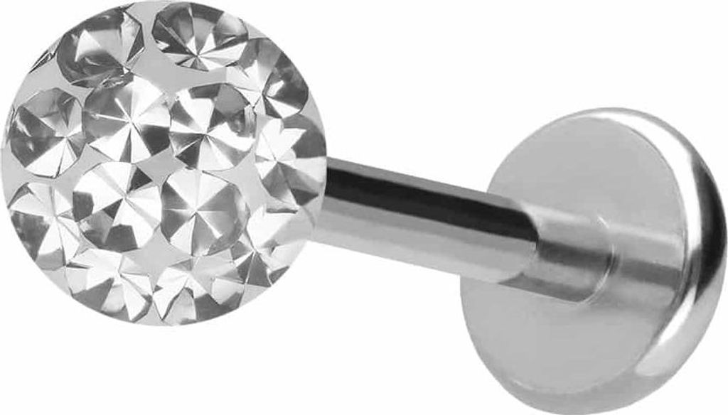 Ohrpiercing, Nasenpiercing Titan Labret mit Push Fit EPOXY-KUGEL Silber Stablänge: 10mm + Stabstärke: 1mm + Kugelgröße: 4mm