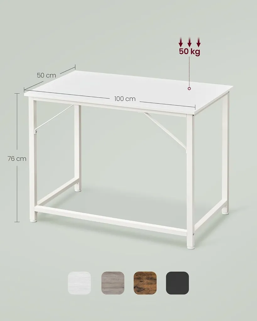 Petite table d'ordinateur moderne 100 cm bureau compact blanc et érable - 3