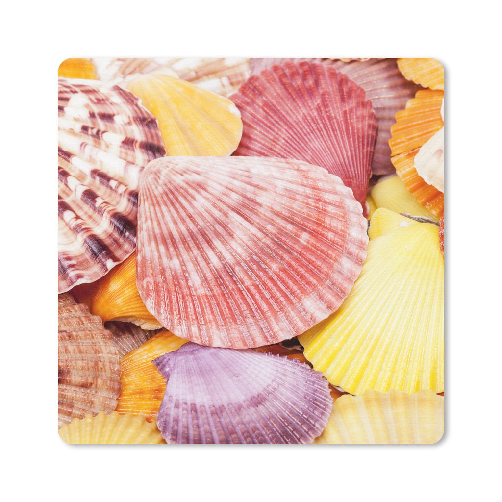 MuchoWow Mauspad Mousepad Muscheln - Rot - Gelb - Strand - Sommer 30x30 cm - Mousepads - Maus Mat - Pad - Mausunterlage - Gaming