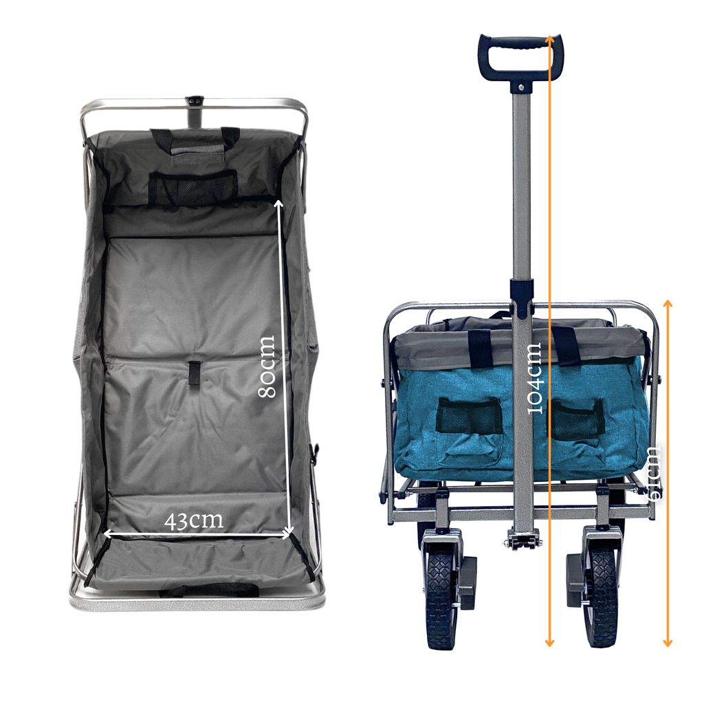 Bollerwagen Faltbar – 80 Kg Tragkraft, Jeans-Design, Mit Hartem Boden Und Schutzhülle!