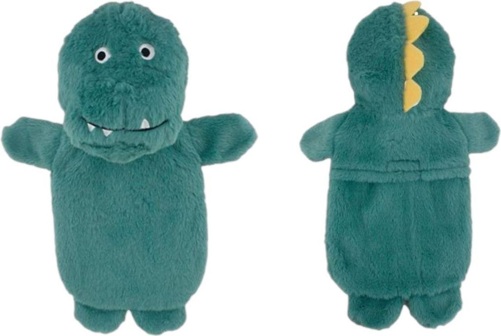 Kinder Wärmflasche 1L mit Tiermotiv » weicher Fell Bezug » Körperwärmer » flauschiges Heizkissen für Kinder: Dinosaurier Motiv: Dinosaurier