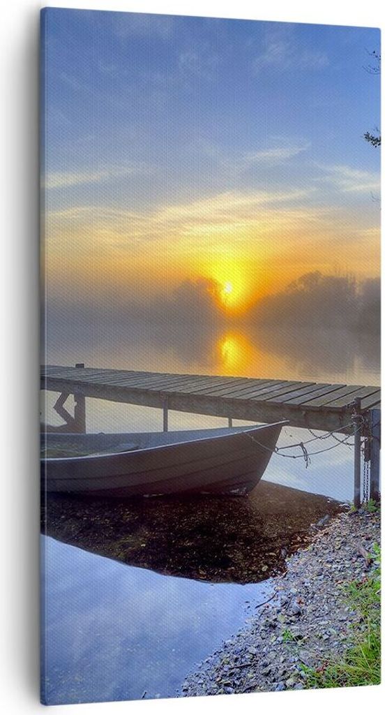 Bild auf Leinwand - Leinwandbild - Landschaft Meer Sommer Sonne - 55x100cm - Wand Bild - Wanddeko - Leinwanddruck - Bilder - Kunstdruck - Wanddekor...