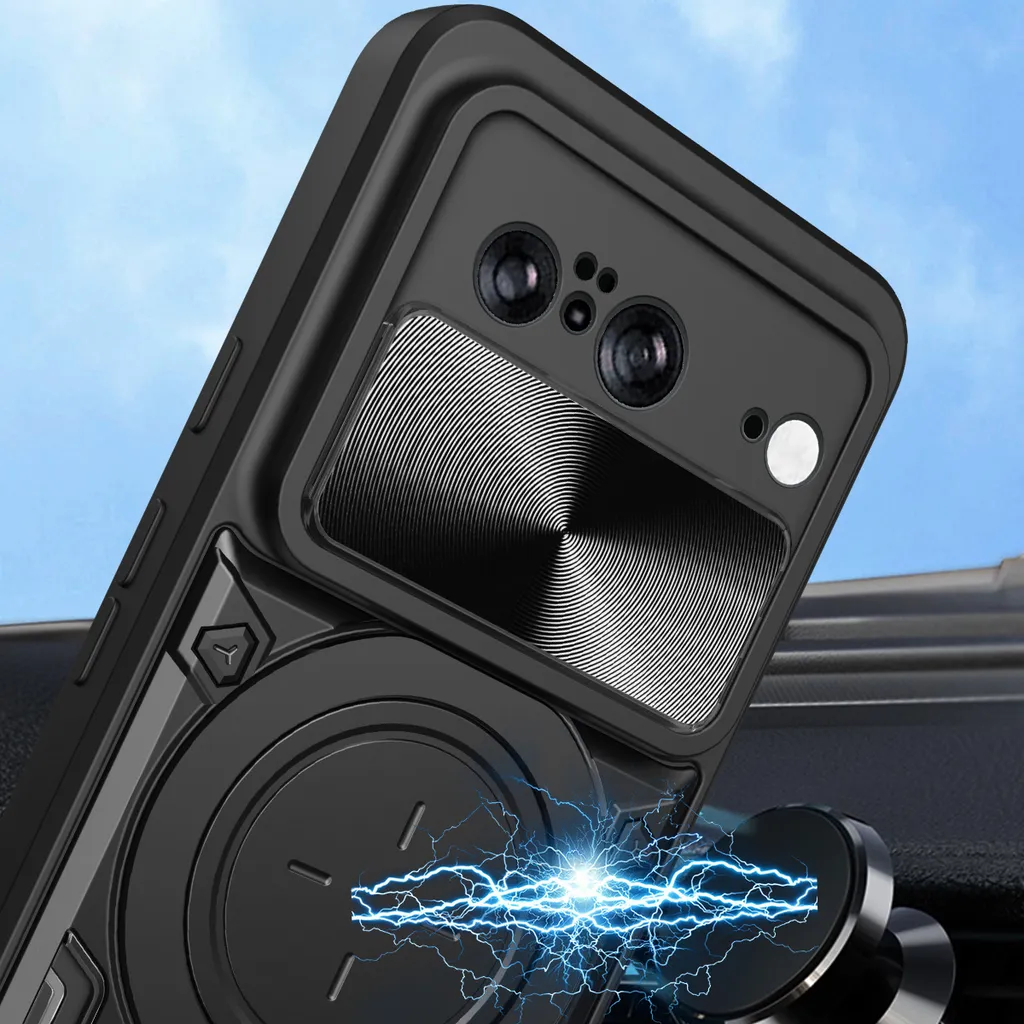Custodia Antiurto Google Pixel 8 con Anello e Copri-Obiettivo - 3