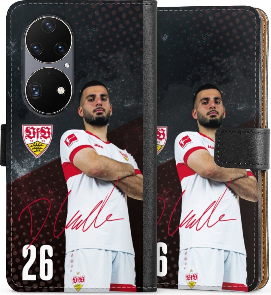 DeinDesign Klapphülle für Huawei P50 Pro Handytasche Lederhülle Tasche Offizielles Lizenzprodukt VfB Stuttgart Deniz Undav