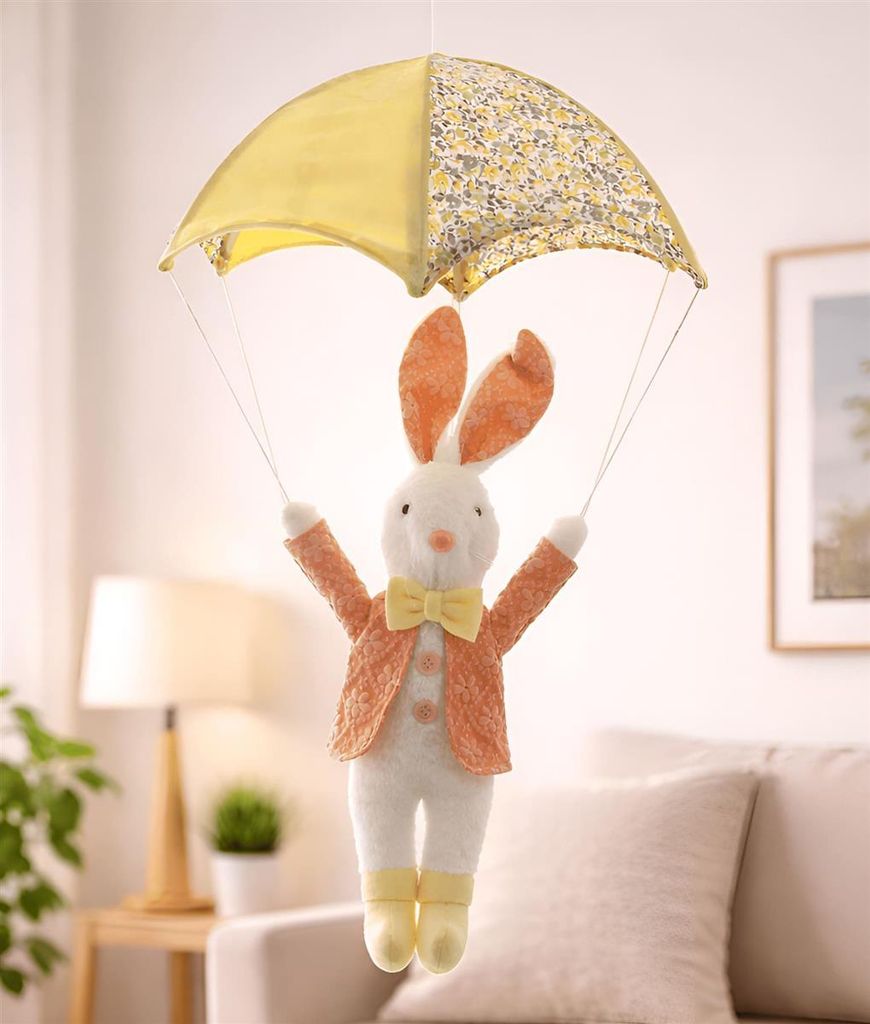 Hase "Fallschirmspringer" Dekofigur für Ostern, 65 cm hoch, Produktbild 