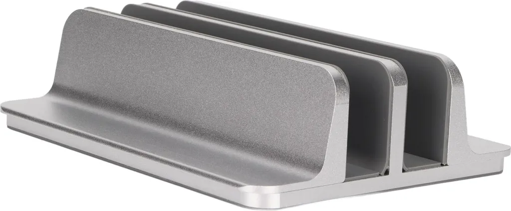 Support Vertical PC Portable 2 Slots en Alliage Aluminium Argent Réglable