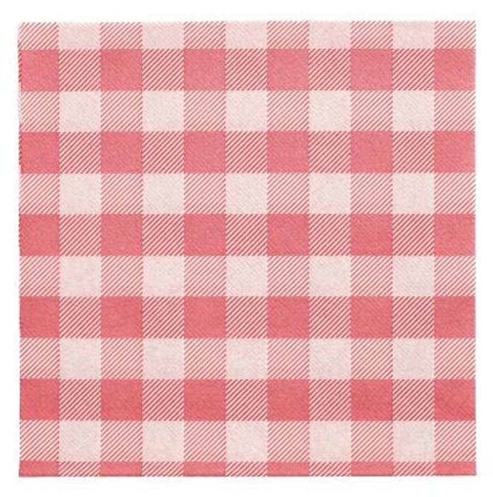 Servietten, 1-lagig 1/4-Falz 33 cm x 33 cm rot/weiss "Vichy Karo"