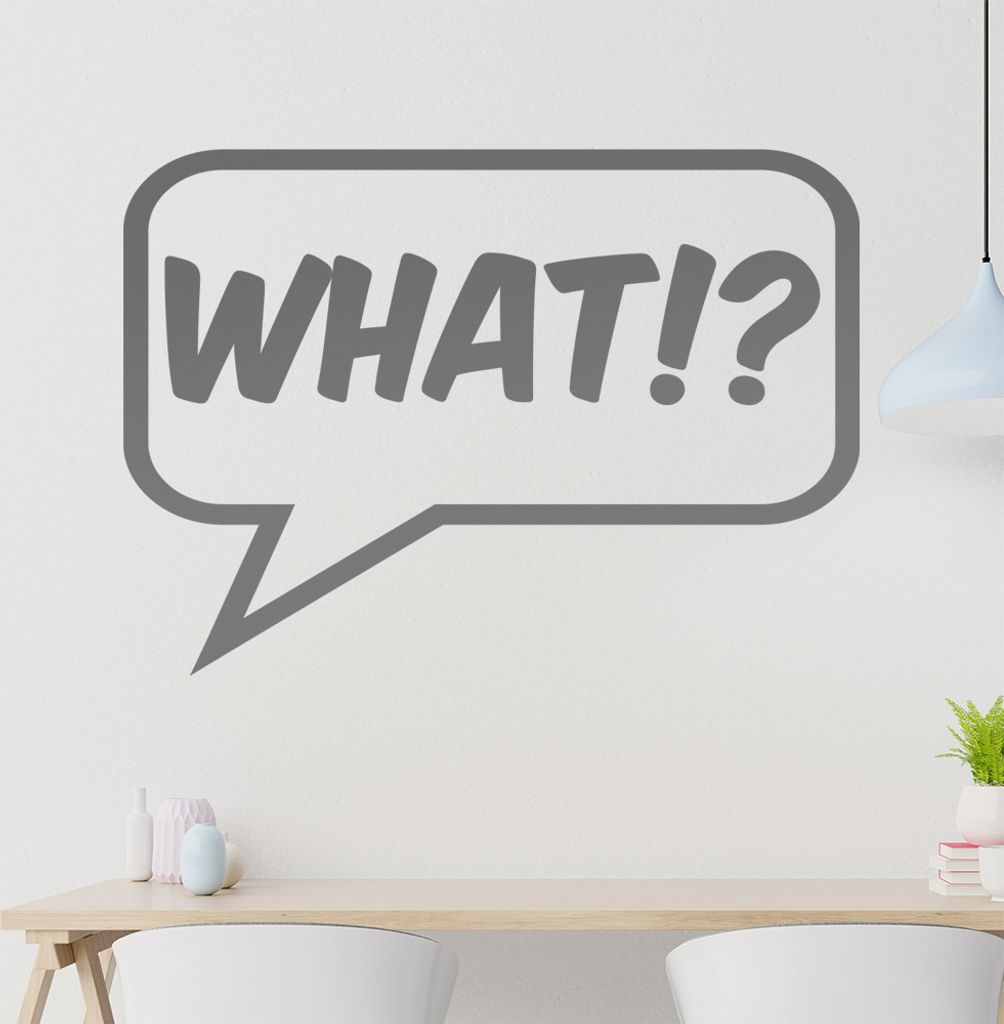 What!? Wandtattoo in 6 Größen - Wandaufkleber Wall Sticker - Dekoration, Küche, Wohnzimmer, Schlafzimmer, Badezimmer
