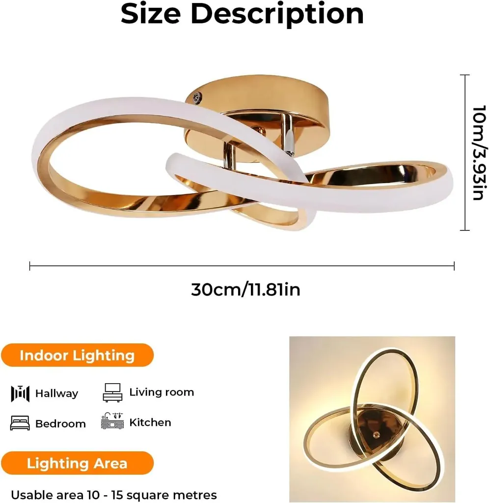 Plafonnier LED Kleeblatt Or - Luminaire de 30W Blanc Neutre 4500K