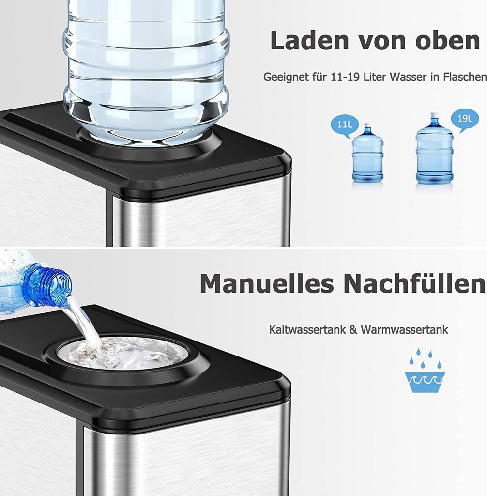 3-in-1 Eiswürfelmaschine 19kg/24h, Wasserspender kalt- und Produktbild 2