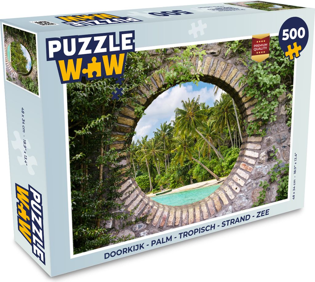 MuchoWow Puzzle 500 Teile Durchblick - Palme - Tropen - Strand - Meer - 500 Teile - Kinder - Selberbauen - Puzzlespiele