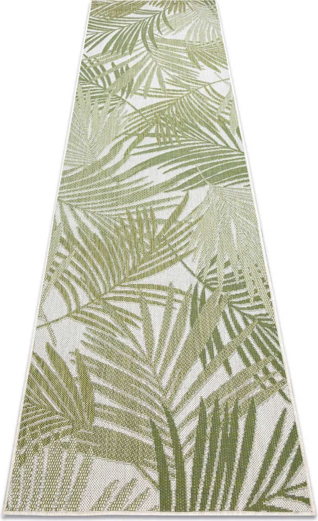 Chemin de table SISAL SION 2837 motif feuilles de palmier écru vert 80x200