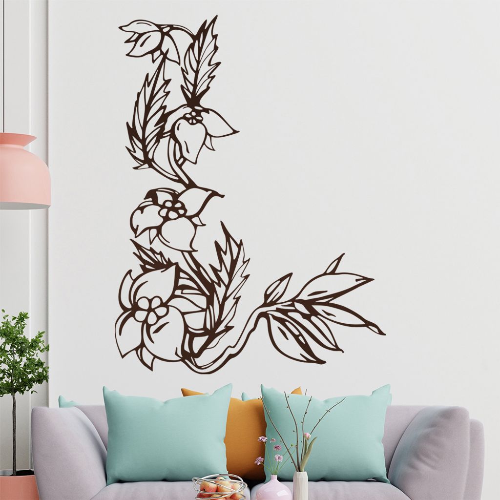 Herbst Blüten Wandtattoo in 6 Größen - Wandaufkleber Wall Sticker - Dekoration, Küche, Wohnzimmer, Schlafzimmer, Badezimmer