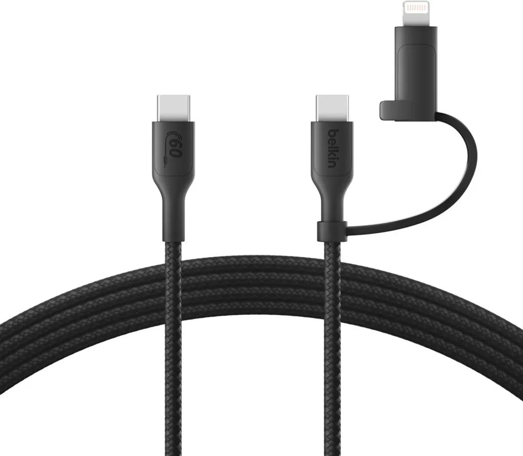 Câble Belkin BoostCharge Pro USB-C vers Lightning et USB-C Blanc 1,5m - 4