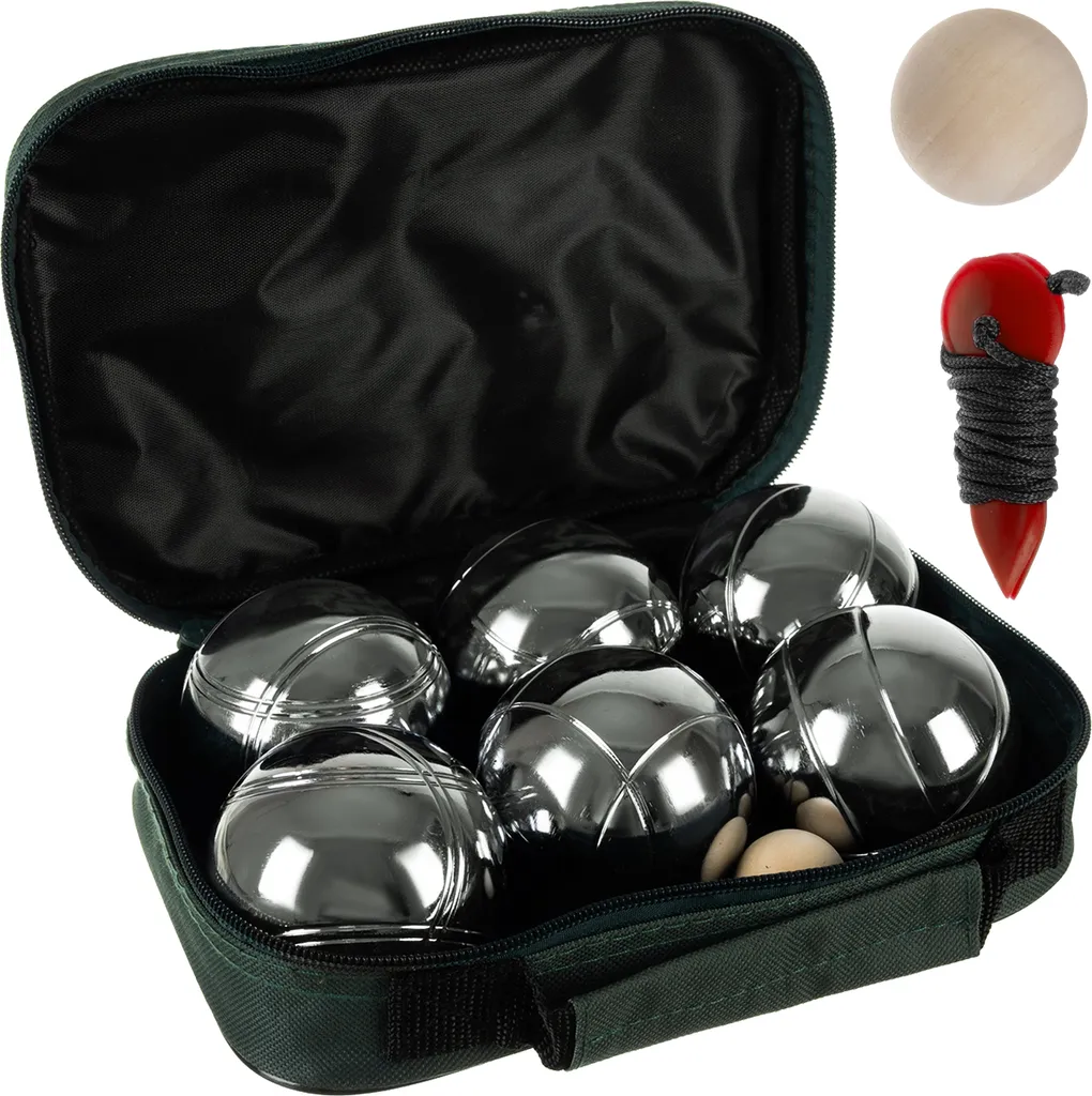 Jeu de pétanque pour loisirs et vacances : 6 boules gravées et sac de sport